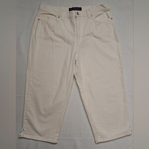 Gloria Vanderbilt Amanda 14 White Denim Capri Pants Zipper Fly 5 Pocket